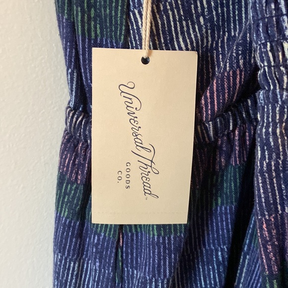 👗 NWT Universal Thread Navy Purple Striped Cross Back Linen Dress sz XS 💜 - Picture 8 of 11